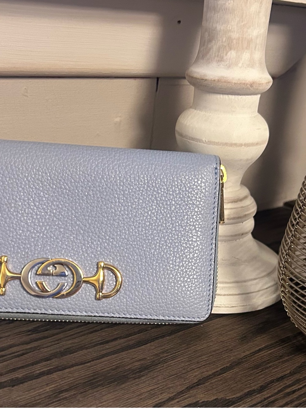 Gucci Zumi Zip Around Wallet in Baby Blue